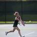 Huron No 2 doubles player Laura Hanselman hits a ball while playing Pioneer on Tuesday, May 7. Daniel Brenner I AnnArbor.com